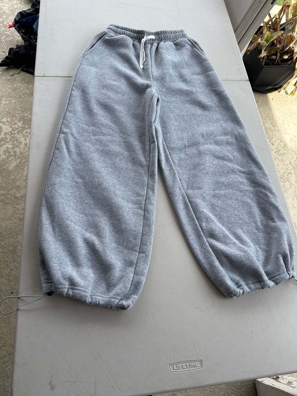 Dazy Grey High Waist Drawstring Wide Leg Joggers with Toggle Cuffs